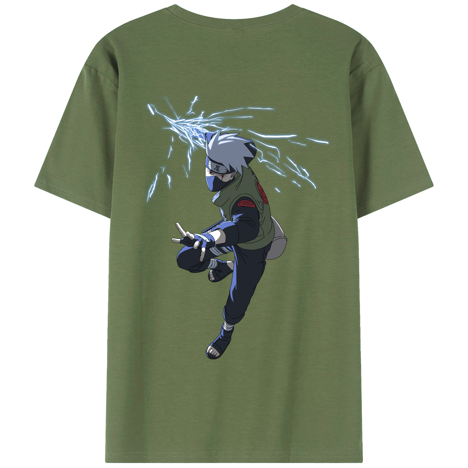 （画像用） NARUTO -ナルト- はたけ カカシ Hatake Kakashi 綿100％ メンズ半袖Tシャツ（バックプリント） 通気性